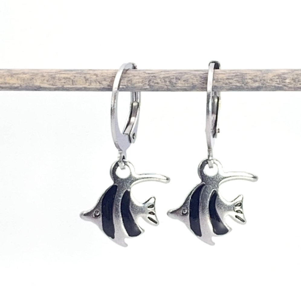 Tiny Striped Fish Huggie Hoop Earrings